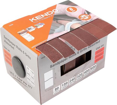 KENDO Emery Cloth Roll, 5 Grit Sandpaper Roll Assorted Sandpaper, Including 150 240 320 400 600 Grains, 6M for Woodworking, Automotive, Metal Polishing in Kuwait