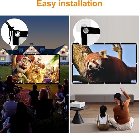 Outdoor Projector Screen 100 inch Movie : Portable Projection Screens 4K HD Foldable Indoor Hanging Wall Anti-Crease Home Theater in Saudi Arabia