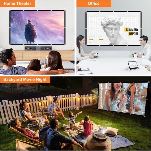 Outdoor Projector Screen 100 inch Movie : Portable Projection Screens 4K HD Foldable Indoor Hanging Wall Anti-Crease Home Theater in Saudi Arabia