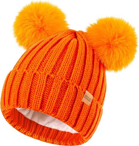Women's Winter Warm Knit Beanie with Faux Fur Pom Skull Cap Cozy Fleece Lined Hat for Women in Saudi Arabia
