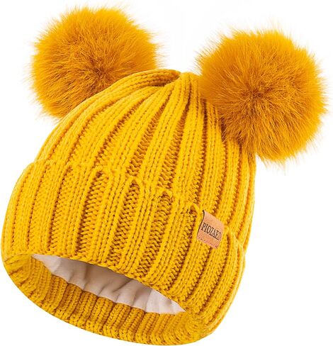Women's Winter Warm Knit Beanie with Faux Fur Pom Skull Cap Cozy Fleece Lined Hat for Women in Saudi Arabia