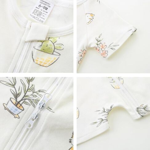 Unisex Summer Trendy 2-Pack Rompers Short Sleeve Zipped Bodysuit Infant Cotton Outfits in Kuwait