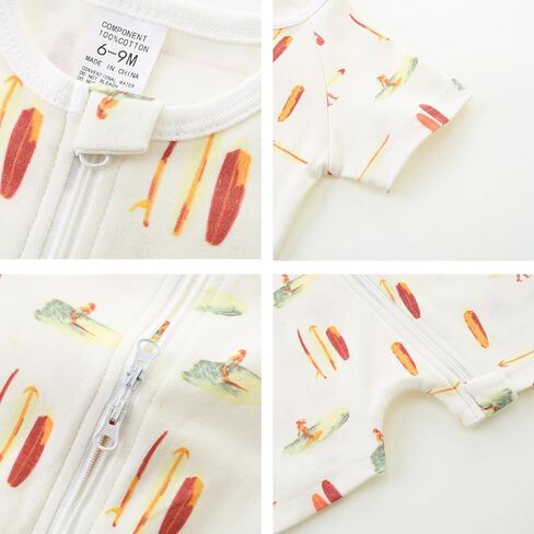 Unisex Summer Trendy 2-Pack Rompers Short Sleeve Zipped Bodysuit Infant Cotton Outfits in Kuwait