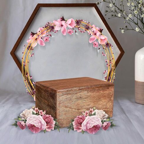 Funeral Cremation Urn Ashes With Beautiful Handmade Carving in Centre- Medium Natural,Urns for Human Ashes Adult Wooden,Wooden Urn with Hand-Made Design for Human Ashes, Wooden Urns Hand-Crafted in Saudi Arabia