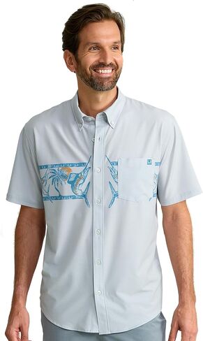 HUK Men's Kona Short Sleeve Fishing Button Down Shirt in Saudi Arabia
