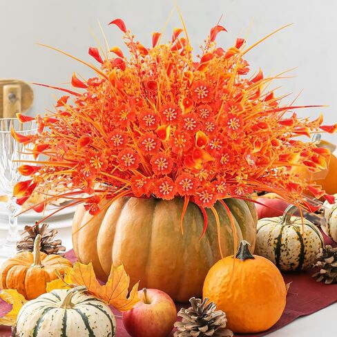 tyl&tys زهور الخريف الاصطناعية للزهور المزيفة في الهواء الطلق، 12 حزمة من الشجيرات المقاومة للأشعة فوق البنفسجية للأمهات الزائفات، ساحات داخلية خارجية لحفلات الزفاف، مزهرية منزلية، باب الشرفة، ديكورات المزرعة in Kuwait