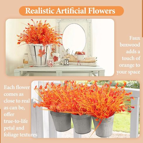 tyl&tys زهور الخريف الاصطناعية للزهور المزيفة في الهواء الطلق، 12 حزمة من الشجيرات المقاومة للأشعة فوق البنفسجية للأمهات الزائفات، ساحات داخلية خارجية لحفلات الزفاف، مزهرية منزلية، باب الشرفة، ديكورات المزرعة in Kuwait