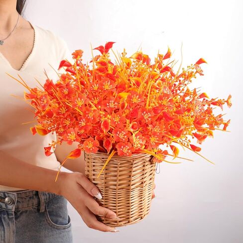 tyl&tys زهور الخريف الاصطناعية للزهور المزيفة في الهواء الطلق، 12 حزمة من الشجيرات المقاومة للأشعة فوق البنفسجية للأمهات الزائفات، ساحات داخلية خارجية لحفلات الزفاف، مزهرية منزلية، باب الشرفة، ديكورات المزرعة in Kuwait