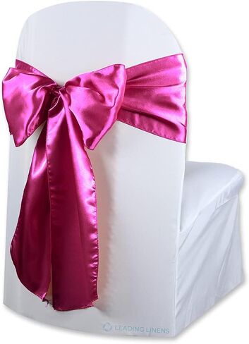 Sparkles Make It Special 200 pcs Satin Chair Cover Bow Sash - Hot Pink - Wedding Party Banquet Reception - 28 Colors Available in Saudi Arabia