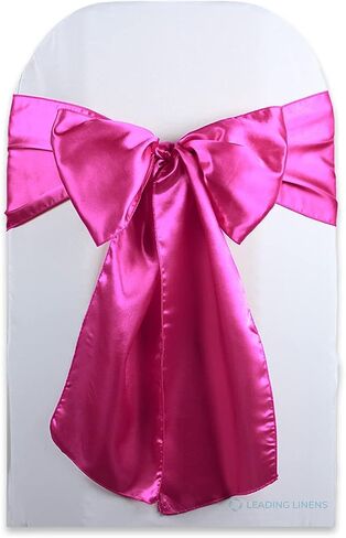 Sparkles Make It Special 200 pcs Satin Chair Cover Bow Sash - Hot Pink - Wedding Party Banquet Reception - 28 Colors Available in Saudi Arabia