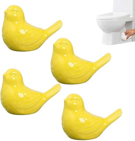 4-Pack Bird Design Toilet Bolt Caps - Decorative Porcelain Covers for Toilet Bowl Screws, Easy Installation (White) in Saudi Arabia