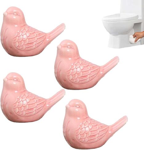 4-Pack Bird Design Toilet Bolt Caps - Decorative Porcelain Covers for Toilet Bowl Screws, Easy Installation (White) in Saudi Arabia