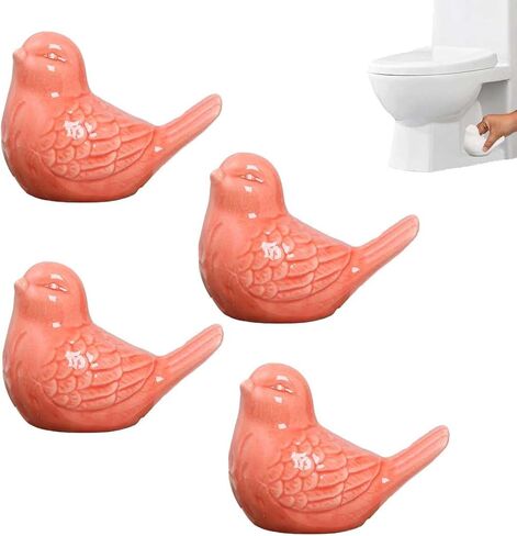 4-Pack Bird Design Toilet Bolt Caps - Decorative Porcelain Covers for Toilet Bowl Screws, Easy Installation (White) in Saudi Arabia