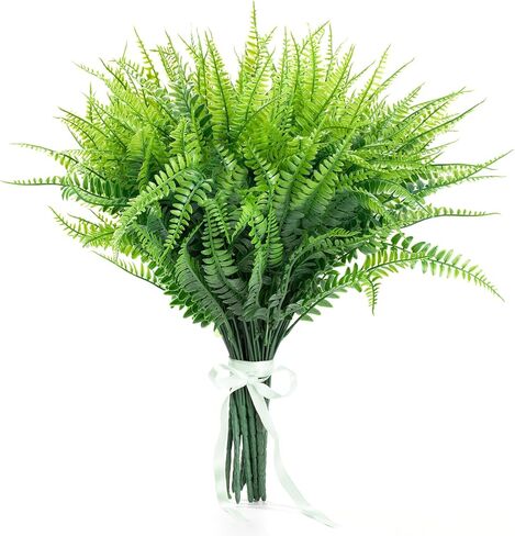 Opps Fake Artificial Ferns for Outdoors: UV Resistant Lifelike Artificial Boston Fern, Faux Ferns for Planter Large Indoor Outside Patio Planter Porch Window Home Decor 24Pcs in Saudi Arabia