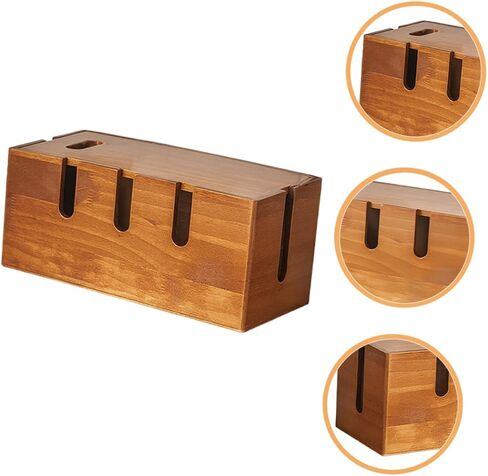 Zerodeko Box صندوق إدارة الكابلات منظم الحبل الخشبي منظم سلك الهاتف منظم الحبل منظم الأسلاك حاوية منظم شاحن الهاتف منظم الكابلات مكتب WiFi تخزين الرف in Saudi Arabia