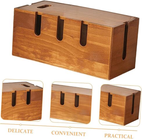 Zerodeko Box صندوق إدارة الكابلات منظم الحبل الخشبي منظم سلك الهاتف منظم الحبل منظم الأسلاك حاوية منظم شاحن الهاتف منظم الكابلات مكتب WiFi تخزين الرف in Saudi Arabia