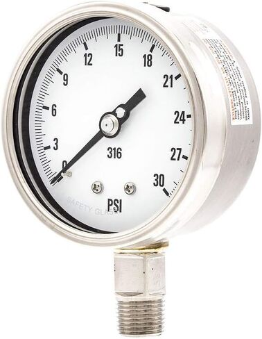 PIC Gauge 4001-2LK 4" Dial, 0/600 psi Range, 1/2" Male NPT Connection Size, Bottom Mount Dry Process Pressure Gauge with a Stainless Steel Case and Internals, Removable Stainless Steel Bezel, and Laminated Safety Glass Lens in Saudi Arabia