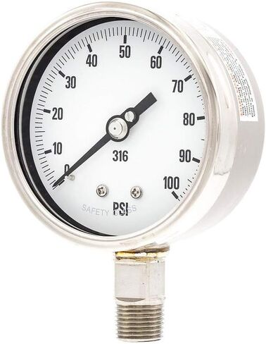PIC Gauge 4001-2LK 4" Dial, 0/600 psi Range, 1/2" Male NPT Connection Size, Bottom Mount Dry Process Pressure Gauge with a Stainless Steel Case and Internals, Removable Stainless Steel Bezel, and Laminated Safety Glass Lens in Saudi Arabia
