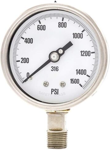 PIC Gauge 4001-2LK 4" Dial, 0/600 psi Range, 1/2" Male NPT Connection Size, Bottom Mount Dry Process Pressure Gauge with a Stainless Steel Case and Internals, Removable Stainless Steel Bezel, and Laminated Safety Glass Lens in Saudi Arabia