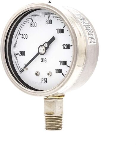 PIC Gauge 4001-2LK 4" Dial, 0/600 psi Range, 1/2" Male NPT Connection Size, Bottom Mount Dry Process Pressure Gauge with a Stainless Steel Case and Internals, Removable Stainless Steel Bezel, and Laminated Safety Glass Lens in Saudi Arabia