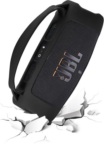 Silicone Cover for JBL Charge 5 WiFi/Charge 5 Case Portable Bluetooth Speaker Case Cover Thickening Collision Prevention for JBL Speaker Case Outdoor Travel Party Carrying (Black) in Kuwait