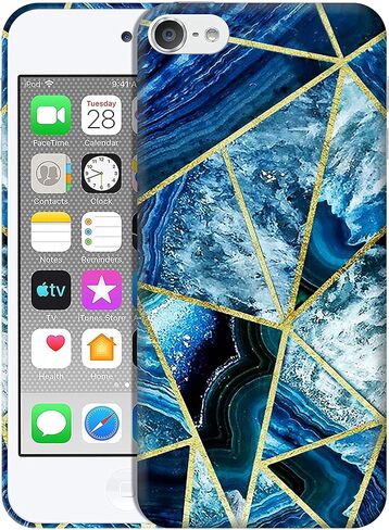 Glisten - iPod Touch 7th / 6th / 5th Generation Case - Geometric Marble Blue Design Printed Slim Plastic Hard Snap on Protective Designer Back Phone Case/Cover for iPod Touch 7/6 / 5. in Kuwait