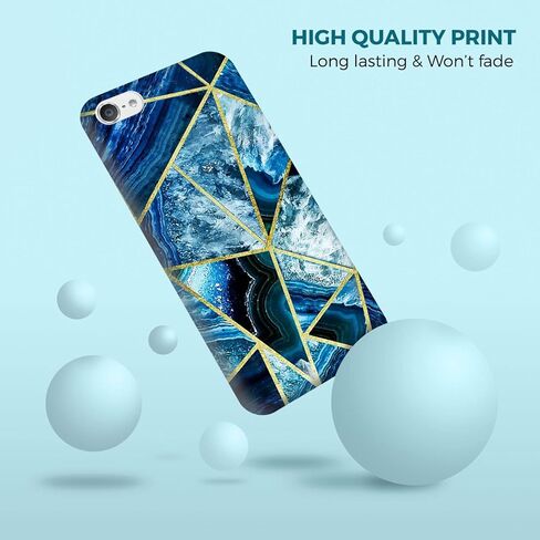 Glisten - iPod Touch 7th / 6th / 5th Generation Case - Geometric Marble Blue Design Printed Slim Plastic Hard Snap on Protective Designer Back Phone Case/Cover for iPod Touch 7/6 / 5. in Kuwait