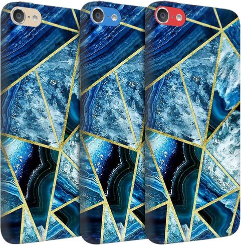 Glisten - iPod Touch 7th / 6th / 5th Generation Case - Geometric Marble Blue Design Printed Slim Plastic Hard Snap on Protective Designer Back Phone Case/Cover for iPod Touch 7/6 / 5. in Kuwait