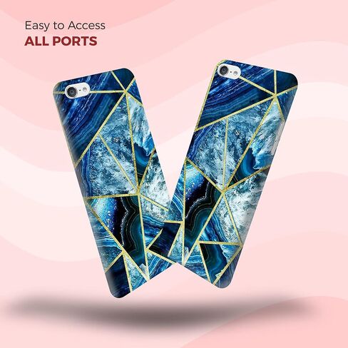 Glisten - iPod Touch 7th / 6th / 5th Generation Case - Geometric Marble Blue Design Printed Slim Plastic Hard Snap on Protective Designer Back Phone Case/Cover for iPod Touch 7/6 / 5. in Kuwait