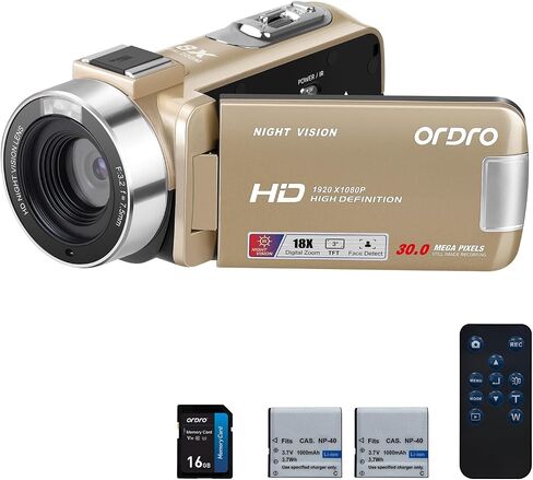 Video Camera Camcorder 1080P 30FPS Digital Camera, IR Night Vision Vlogging Kids Video Camera for Beginners YouTube, 3.0'' IPS Screen 18X Zoom Camcorder with 16G SD Card, Remote Control, 2 Batteries in Saudi Arabia