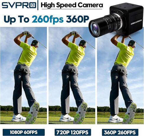 كاميرا SVPRO USB 1080P 60 إطارًا في الثانية عالية السرعة للجولف سوينغ 260 إطارًا في الثانية @ 360 بكسل، 120 إطارًا في الثانية @ 720 بكسل كاميرا كمبيوتر مع عدسة متغيرة البؤرة 5-50 مم، تكبير بصري 10X كاميرا فيديو صناعية UVC للكمبيوتر المحمول in Kuwait
