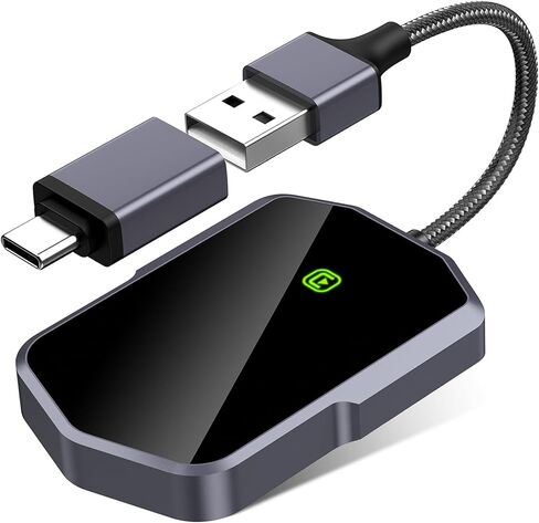 Wireless CarPlay Adapter, Wireless Carplay Dongle, Latest Upgrade Wireless CarPlay with USB/Type-C Port, Converts Wired to Wireless Carplay Dongle, Fit for Cars with Built-in CarPlay in Saudi Arabia