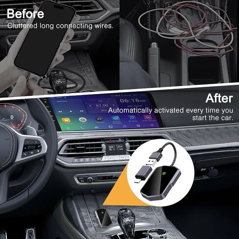 Wireless CarPlay Adapter, Wireless Carplay Dongle, Latest Upgrade Wireless CarPlay with USB/Type-C Port, Converts Wired to Wireless Carplay Dongle, Fit for Cars with Built-in CarPlay in Saudi Arabia