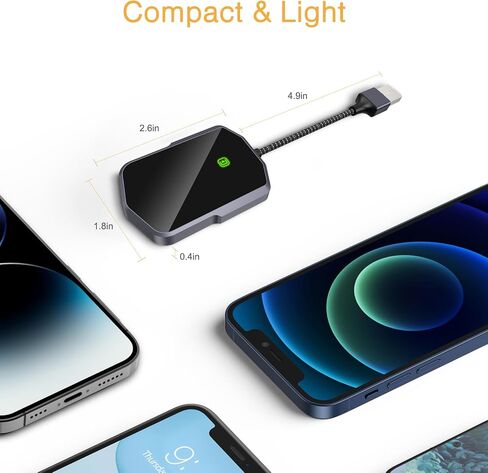 Wireless CarPlay Adapter, Wireless Carplay Dongle, Latest Upgrade Wireless CarPlay with USB/Type-C Port, Converts Wired to Wireless Carplay Dongle, Fit for Cars with Built-in CarPlay in Saudi Arabia