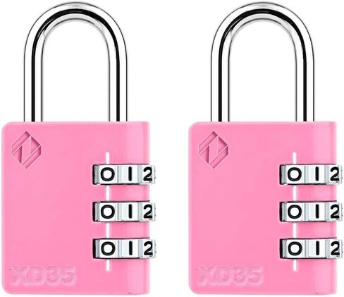 XD35 Combination Lock, 3-Digit Padlock for School Gym Sports LockerLock, Fence, Toolbox, Case, Hasp Storage (4-Pack, Pink, Emerald) in Kuwait