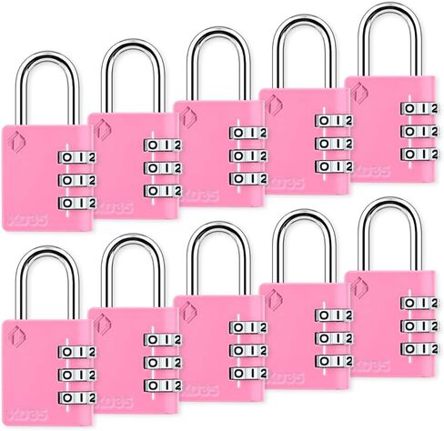 XD35 Combination Lock, 3-Digit Padlock for School Gym Sports LockerLock, Fence, Toolbox, Case, Hasp Storage (4-Pack, Pink, Emerald) in Kuwait