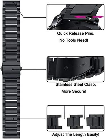 عصابات FitTurn متوافقة مع Wahoo ELEMNT Rival Metal Steel Watch Band استبدال كلاسيكي متين وصلة صلبة ملحقة مشبك معدني حزام معصم لـ Wahoo ELEMNT Rival Running/Multisport GPS Smartwatch in Saudi Arabia