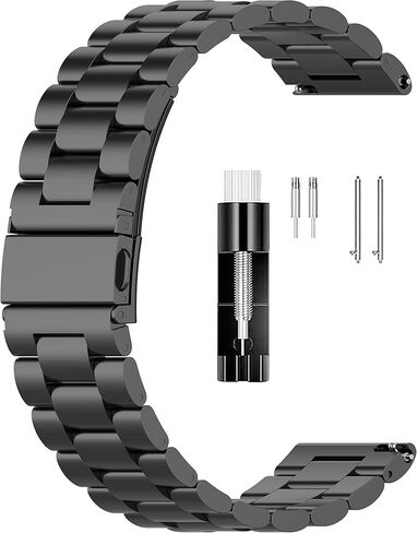 عصابات FitTurn متوافقة مع Wahoo ELEMNT Rival Metal Steel Watch Band استبدال كلاسيكي متين وصلة صلبة ملحقة مشبك معدني حزام معصم لـ Wahoo ELEMNT Rival Running/Multisport GPS Smartwatch in Saudi Arabia