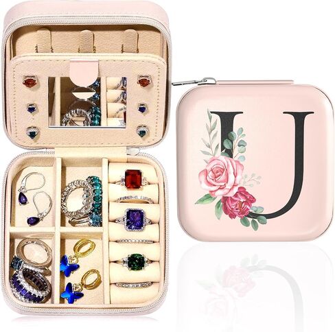Small Travel Jewelry Case - Initial Jewelry Box Jewelry Organizer Travel Jewelry Box Mini Jewelry Travel Case Christmas Gifts Birthday Gifts for Teen Girl Women Mom Sister Friends Bestie (X) in Saudi Arabia