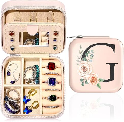 Small Travel Jewelry Case - Initial Jewelry Box Jewelry Organizer Travel Jewelry Box Mini Jewelry Travel Case Christmas Gifts Birthday Gifts for Teen Girl Women Mom Sister Friends Bestie (X) in Saudi Arabia
