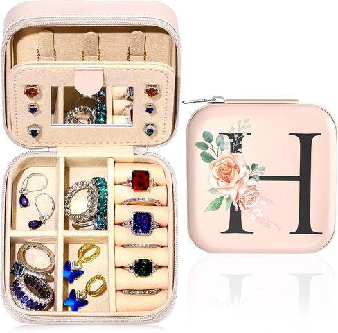 Small Travel Jewelry Case - Initial Jewelry Box Jewelry Organizer Travel Jewelry Box Mini Jewelry Travel Case Christmas Gifts Birthday Gifts for Teen Girl Women Mom Sister Friends Bestie (X) in Saudi Arabia