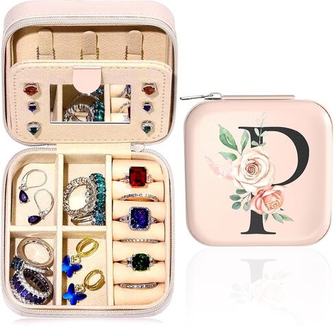 Small Travel Jewelry Case - Initial Jewelry Box Jewelry Organizer Travel Jewelry Box Mini Jewelry Travel Case Christmas Gifts Birthday Gifts for Teen Girl Women Mom Sister Friends Bestie (X) in Saudi Arabia