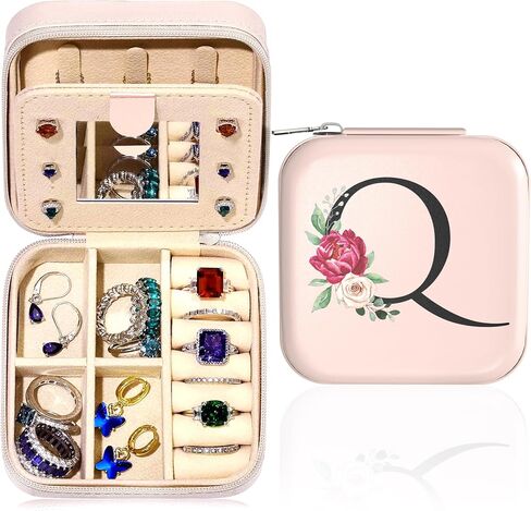 Small Travel Jewelry Case - Initial Jewelry Box Jewelry Organizer Travel Jewelry Box Mini Jewelry Travel Case Christmas Gifts Birthday Gifts for Teen Girl Women Mom Sister Friends Bestie (X) in Saudi Arabia