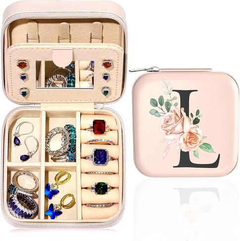 Small Travel Jewelry Case - Initial Jewelry Box Jewelry Organizer Travel Jewelry Box Mini Jewelry Travel Case Christmas Gifts Birthday Gifts for Teen Girl Women Mom Sister Friends Bestie (X) in Saudi Arabia