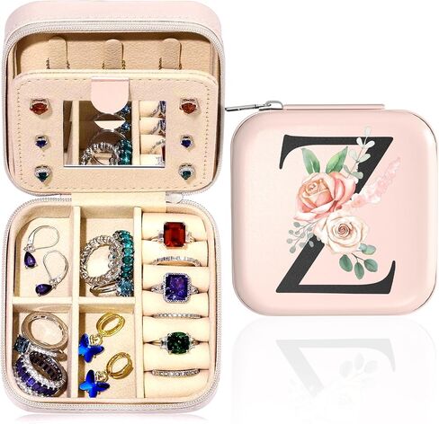 Small Travel Jewelry Case - Initial Jewelry Box Jewelry Organizer Travel Jewelry Box Mini Jewelry Travel Case Christmas Gifts Birthday Gifts for Teen Girl Women Mom Sister Friends Bestie (X) in Saudi Arabia