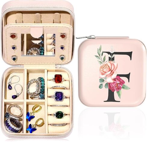 Small Travel Jewelry Case - Initial Jewelry Box Jewelry Organizer Travel Jewelry Box Mini Jewelry Travel Case Christmas Gifts Birthday Gifts for Teen Girl Women Mom Sister Friends Bestie (X) in Kuwait
