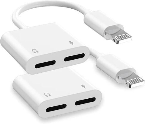 2 حزمة من محول Lightning iPhone Splitter & Charge Dongle، [معتمد من Apple MFi] 4 في 1 محول الصوت + الشحن + الاتصال + التحكم في مستوى الصوت لسماعات الرأس متوافق مع iPhone14/13/12/11/XS/XR/8/7 iPad/iPod in Saudi Arabia