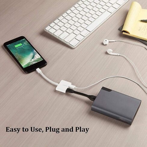 2 حزمة من محول Lightning iPhone Splitter & Charge Dongle، [معتمد من Apple MFi] 4 في 1 محول الصوت + الشحن + الاتصال + التحكم في مستوى الصوت لسماعات الرأس متوافق مع iPhone14/13/12/11/XS/XR/8/7 iPad/iPod in Saudi Arabia