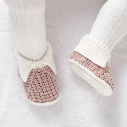 Baby Booties Newborn Hand Knit Sock Shoes Soft Cozy First Walkers for Infant Boys Girls in Kuwait
