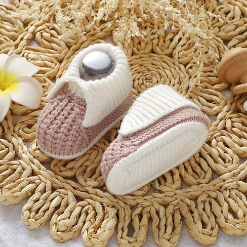 Baby Booties Newborn Hand Knit Sock Shoes Soft Cozy First Walkers for Infant Boys Girls in Kuwait